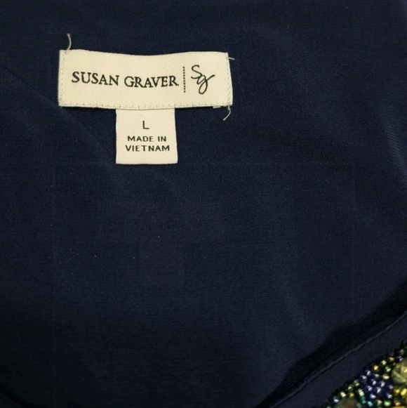 Susan Graver Beaded Tiered Liquid Knit Babydoll Tunic Top L Mature Artsy #2 - Picture 3 of 8